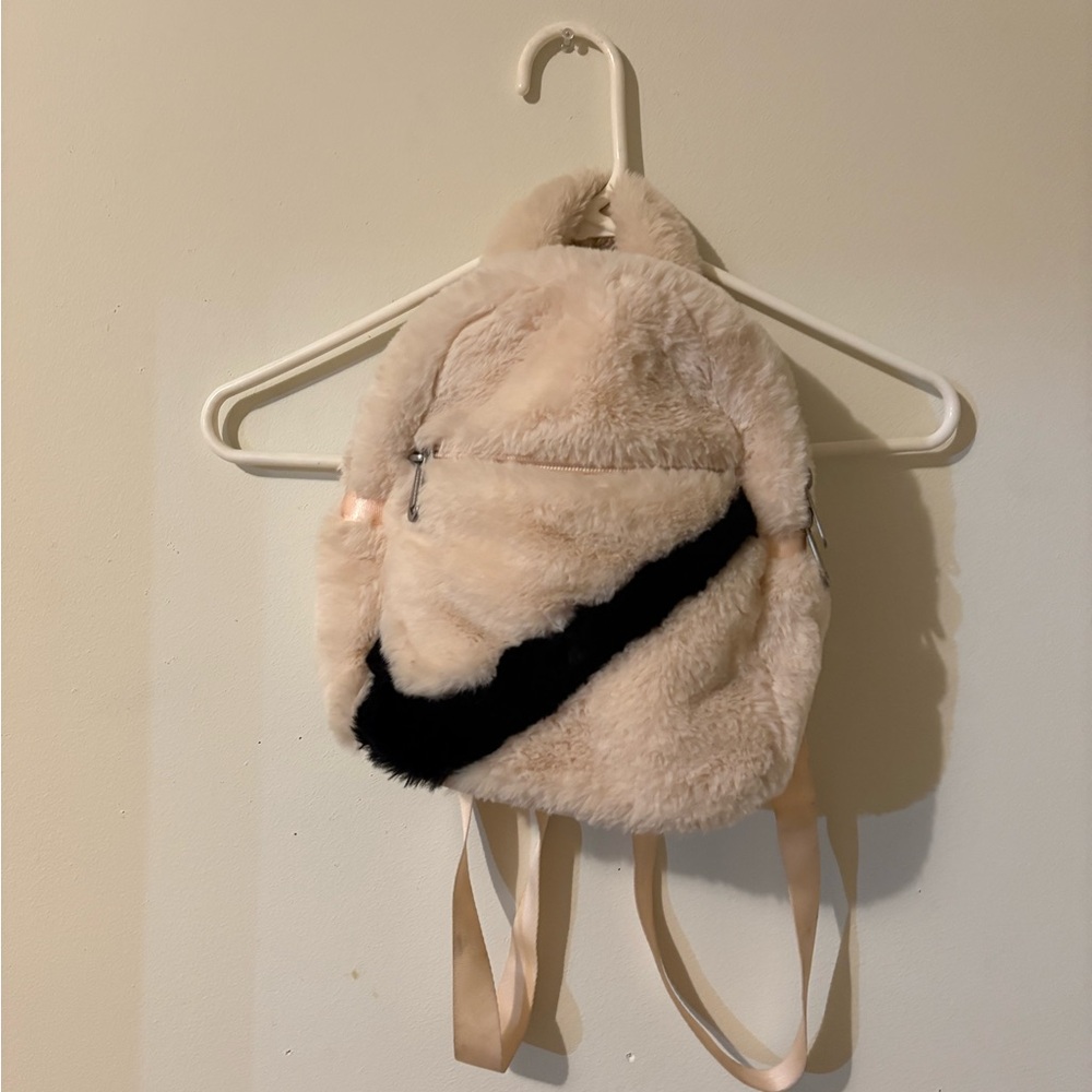 Nike Cream and Black Fluffy Backpack